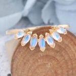 the most popular wedding bands opal wedding band Marquise Cut Moonstone Curved Wedding Band