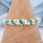 Pear Cut Emerald Wedding Band Unique Stacking Ring