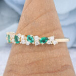 Pear Cut Emerald Wedding Band Unique Stacking Ring