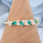Pear Cut Emerald Wedding Band Unique Stacking Ring
