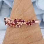 Vintage Round Cut Ruby Cluster Wedding Band Nature-inspired Art Deco Band