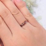 Vintage Round Cut Ruby Cluster Wedding Band Nature-inspired Art Deco Band