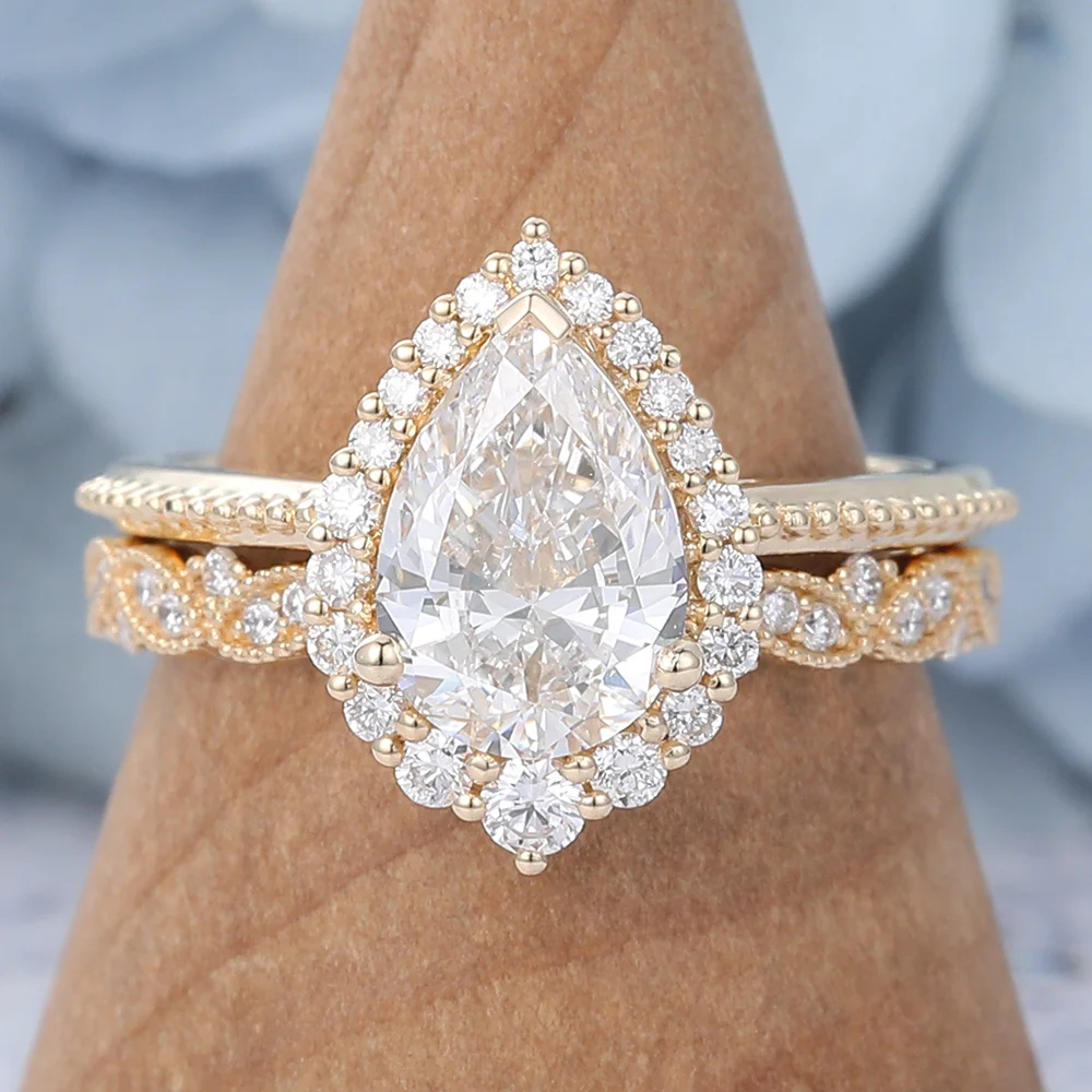 Pear Shaped Moissanite Ring white topaz vs moissanite moissanite bridal sets Moissanite vs Sapphire