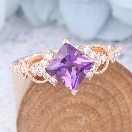 stones for ring amethyst and citrine February birthstone Must-Have Jewelry For Work Unique Engagement Rings Princess Cut Amethyst Engagement Ring
