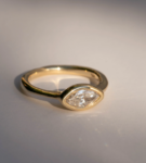 Gold Vermeil Engagement ring vs Wedding Ring Bezel Setting vvs moissanite