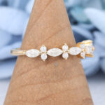 Marquise & Round Cut Moissanite Wedding Band Floral-Inspired Stacking Ring