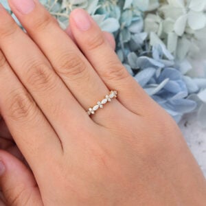 Marquise & Round Cut Moissanite Wedding Band Floral-Inspired Stacking Ring