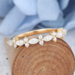 What Finger does A Promise Ring Go on Marquise & Round Cut Moissanite Wedding Band Floral-Inspired Stacking Ring
