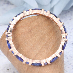 Libra Birthstone Marquise & Round Cut Sapphire Wedding Band Full Eternity Stacking Ring