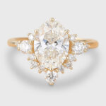 Oval Cut Lab Grown Diamond Half Halo Engagement Ring Classic Bridal Ring