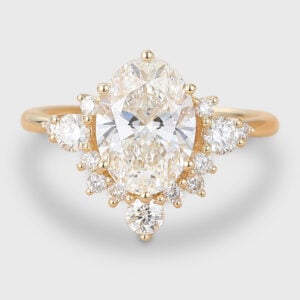 Oval Cut Lab Grown Diamond Half Halo Engagement Ring Classic Bridal Ring