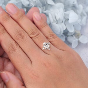 Oval Cut Lab Grown Diamond Half Halo Engagement Ring Classic Bridal Ring