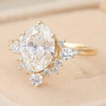 Oval Cut Lab Grown Diamond Half Halo Engagement Ring Classic Bridal Ring