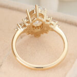Oval Cut Lab Grown Diamond Half Halo Engagement Ring Classic Bridal Ring
