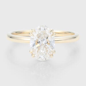 Oval Cut Lab Grown Diamond Solitaire Engagement Ring Double Claw Bridal Ring