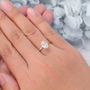 Oval Cut Lab Grown Diamond Solitaire Engagement Ring Double Claw Bridal Ring