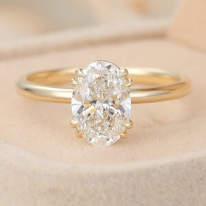 Western Wedding Rings Oval Cut Lab Grown Diamond Solitaire Engagement Ring Double Claw Bridal Ring