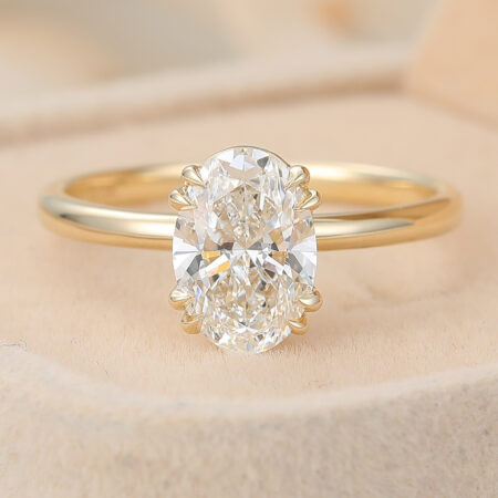 Western Wedding Rings Oval Cut Lab Grown Diamond Solitaire Engagement Ring Double Claw Bridal Ring
