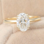 Oval Cut Lab Grown Diamond Solitaire Engagement Ring Double Claw Bridal Ring