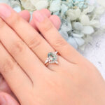 Oval Cut Moss Agate 3/4 Twisted Bridal Ring Set Cluster Engagement Ring