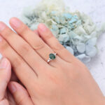 Oval Cut Moss Agate Cluster Engagement Ring 3/4 Twisted Bridal Ring