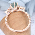 Oval Cut Moss Agate Cluster Engagement Ring 3/4 Twisted Bridal Ring
