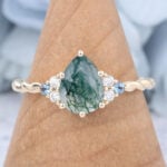 What Finger does A Promise Ring Go on Pear Cut Moss Agate Engagement Ring Twisted Bridal Ring with Alexandrite Accents