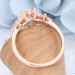 Pear Shaped Moissanite Cluster Engagement Ring Double Claw Bridal Ring