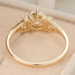 Round Cut Lab Grown Diamond Engagement Ring Cluster Bridal Ring with Floral Design