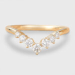 Round Cut Lab Grown Diamond Wedding Band V-Shaped Stacking Ring