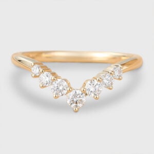 Round Cut Lab Grown Diamond Wedding Band V-Shaped Stacking Ring