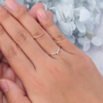 Round Cut Lab Grown Diamond Wedding Band V-Shaped Stacking Ring