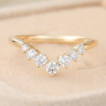Round Cut Lab Grown Diamond Wedding Band V-Shaped Stacking Ring