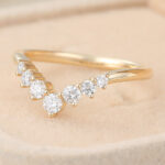 Round Cut Lab Grown Diamond Wedding Band V-Shaped Stacking Ring