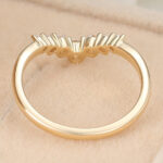 Round Cut Lab Grown Diamond Wedding Band V-Shaped Stacking Ring