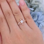 Round Cut Moissanite Bypass Engagement Ring Nature-inspired Bridal Ring