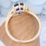 Round Cut Sapphire Starlit Engagement Ring Cluster Bridal Ring