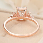 Emerald Cut Lab Grown Diamond Cluster Engagement Ring Marquise Accented Bridal Ring
