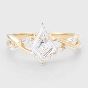 Kite Shaped Lab Grown Diamond Marquise Accented Engagement Ring Artistic Band Bridal Ring