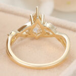 Kite Shaped Lab Grown Diamond Marquise Accented Engagement Ring Artistic Band Bridal Ring