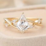 Kite Shaped Lab Grown Diamond Marquise Accented Engagement Ring Artistic Band Bridal Ring