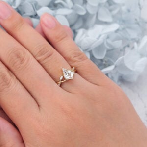 Kite Shaped Lab Grown Diamond Marquise Accented Engagement Ring Artistic Band Bridal Ring