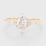 Marquise Cut Lab Grown Diamond Cluster Engagement Ring Claw Prong Bridal Ring