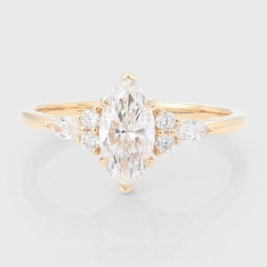 Marquise Cut Lab Grown Diamond Cluster Engagement Ring Claw Prong Bridal Ring