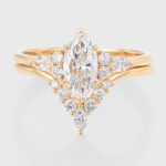 Marquise Cut Lab Grown Diamond Cluster Engagement Ring Set with V-Shaped Wedding Band