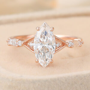 diamond cut Marquise Cut Lab Grown Diamond Engagement Ring Unique Bridal Ring