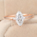 How to Clean Gold Jewelry Marquise Cut Lab Grown Diamond Three Stone Engagement Ring Claw Prong Bridal Ring