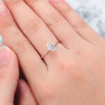 Marquise Cut Lab Grown Diamond Three Stone Engagement Ring Claw Prong Bridal Ring