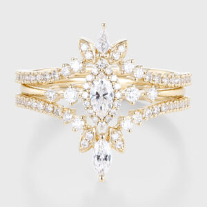Marquise Cut Lab Grown Diamond Vintage-Inspired Engagement Ring Set