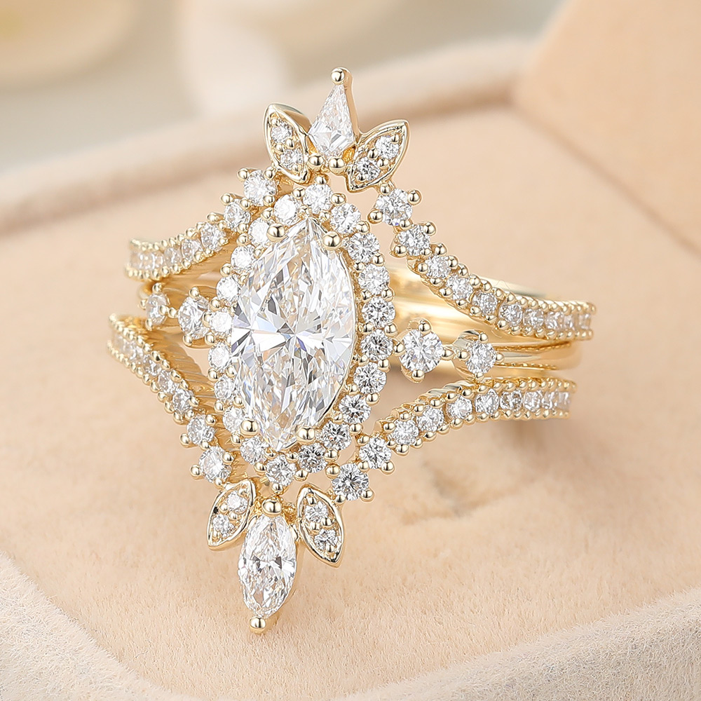 Marquise Cut Lab Grown Diamond Vintage-Inspired Engagement Ring Set (3) Marquise Cut Lab Grown Diamond Vintage-Inspired Engagement Ring Set (3)